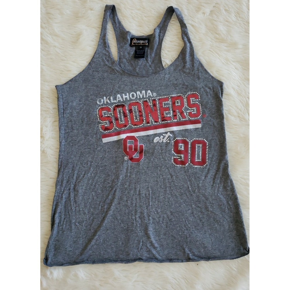 OKLAHOMA Sooners Tank, Campus Couture, Small, T-Back, Jewels, Excellent